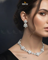 Floral Cubic Stone Necklace Set - Zeesy Jewellery
