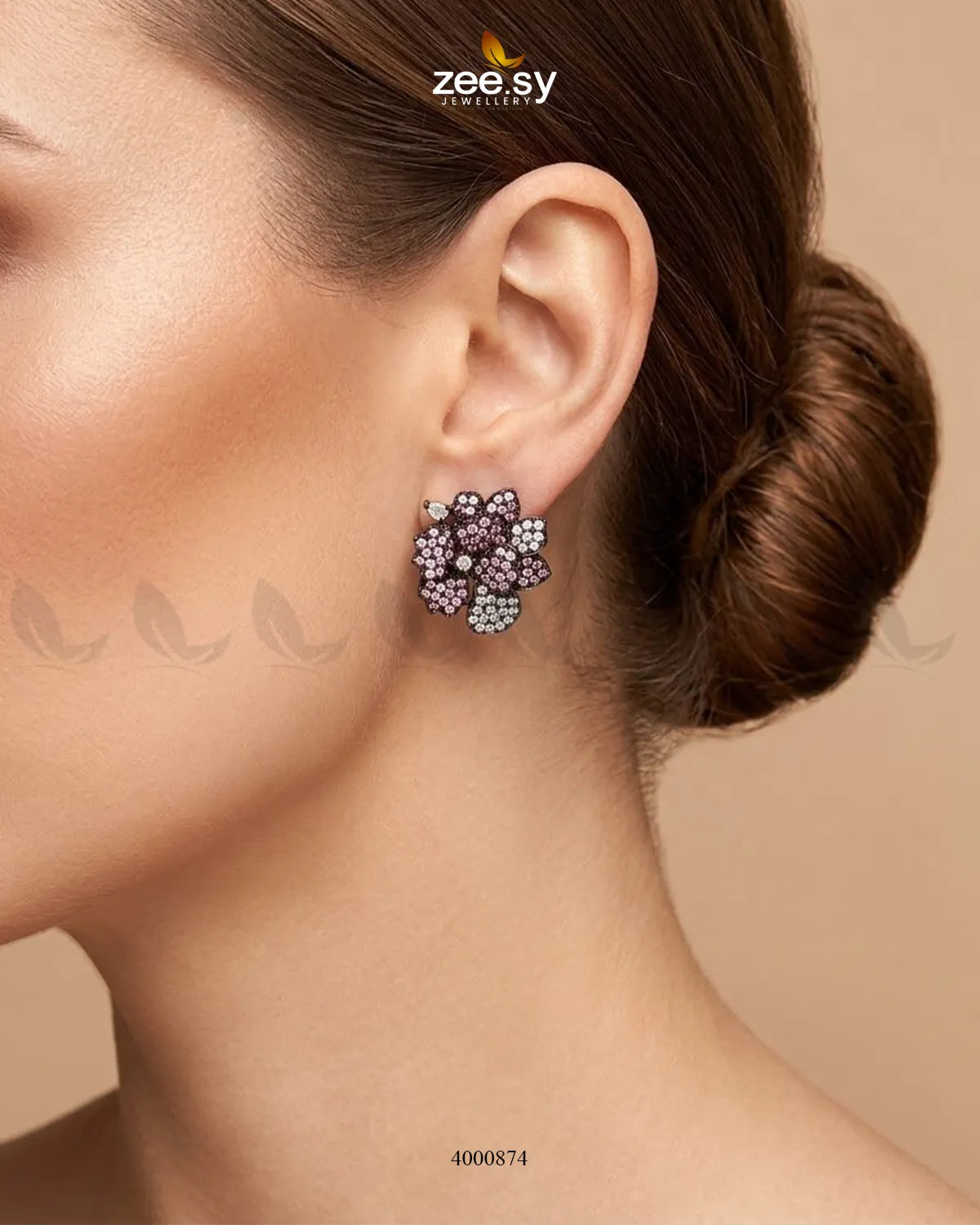 Sparkling AD Flower Earrings - Metallic Earrings - Zeesy Jewellery Pakistan | Premium Artificial & Imitation Jewellery