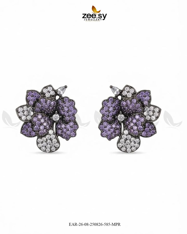 Sparkling AD Flower Earrings - Metallic Earrings - Zeesy Jewellery Pakistan | Premium Artificial & Imitation Jewellery