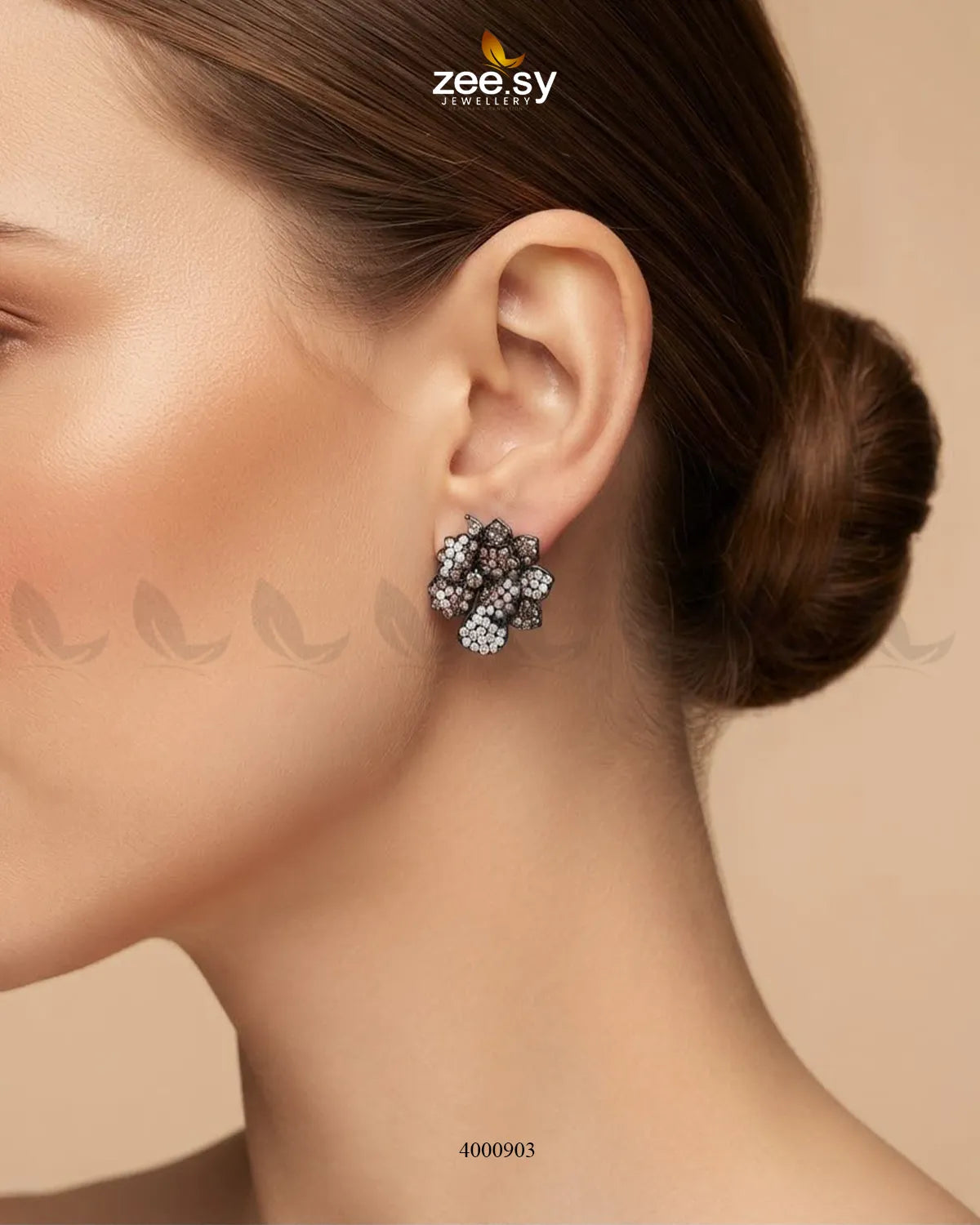 Sparkling AD Flower Earrings - Metallic Earrings - Zeesy Jewellery Pakistan | Premium Artificial & Imitation Jewellery