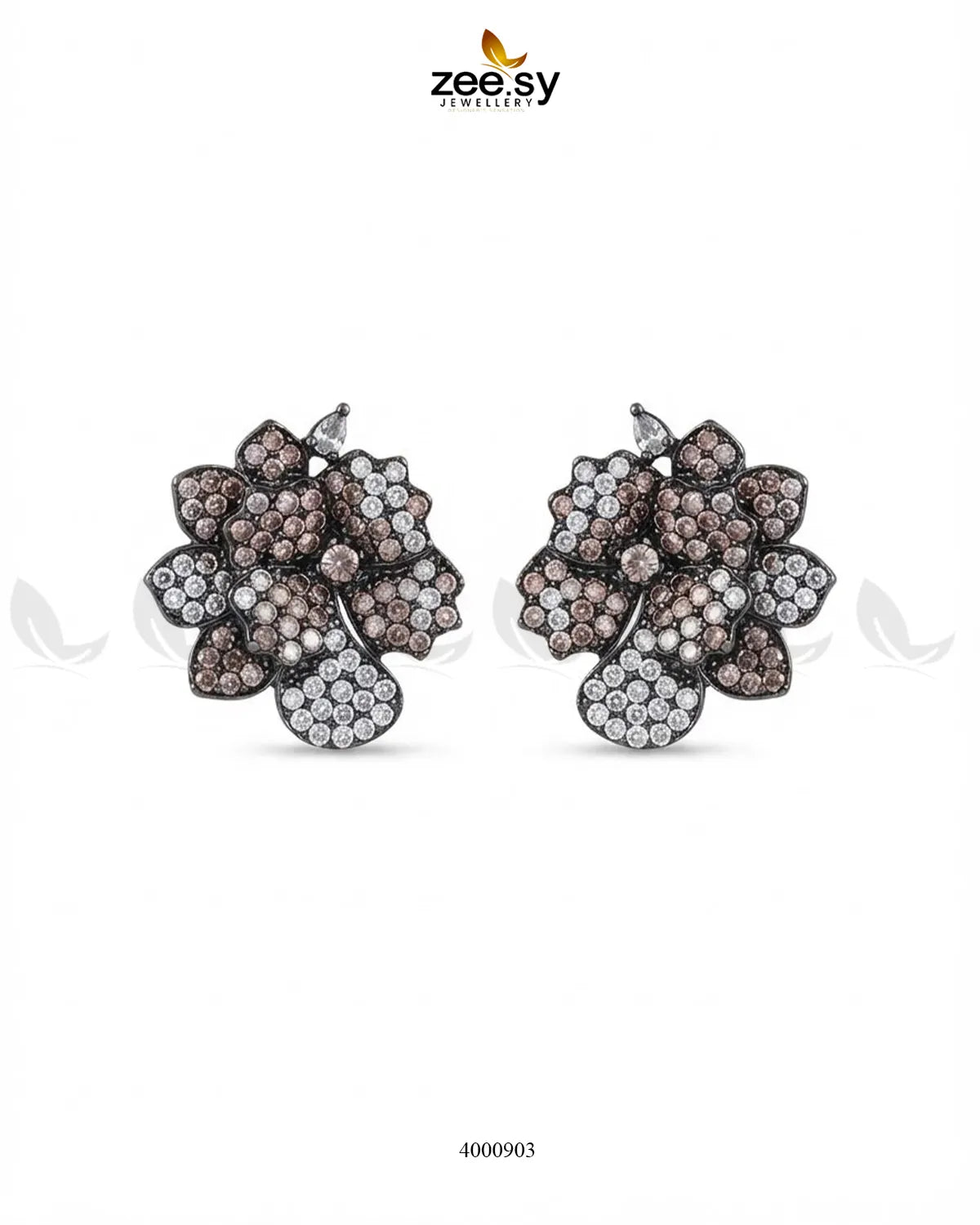 Sparkling AD Flower Earrings - Metallic Earrings - Zeesy Jewellery Pakistan | Premium Artificial & Imitation Jewellery