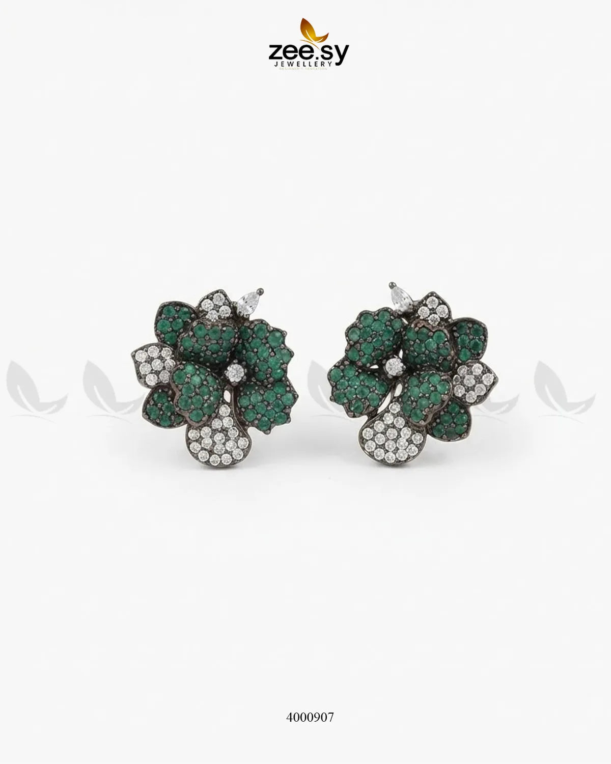 Sparkling AD Flower Earrings - Metallic Earrings - Zeesy Jewellery Pakistan | Premium Artificial & Imitation Jewellery