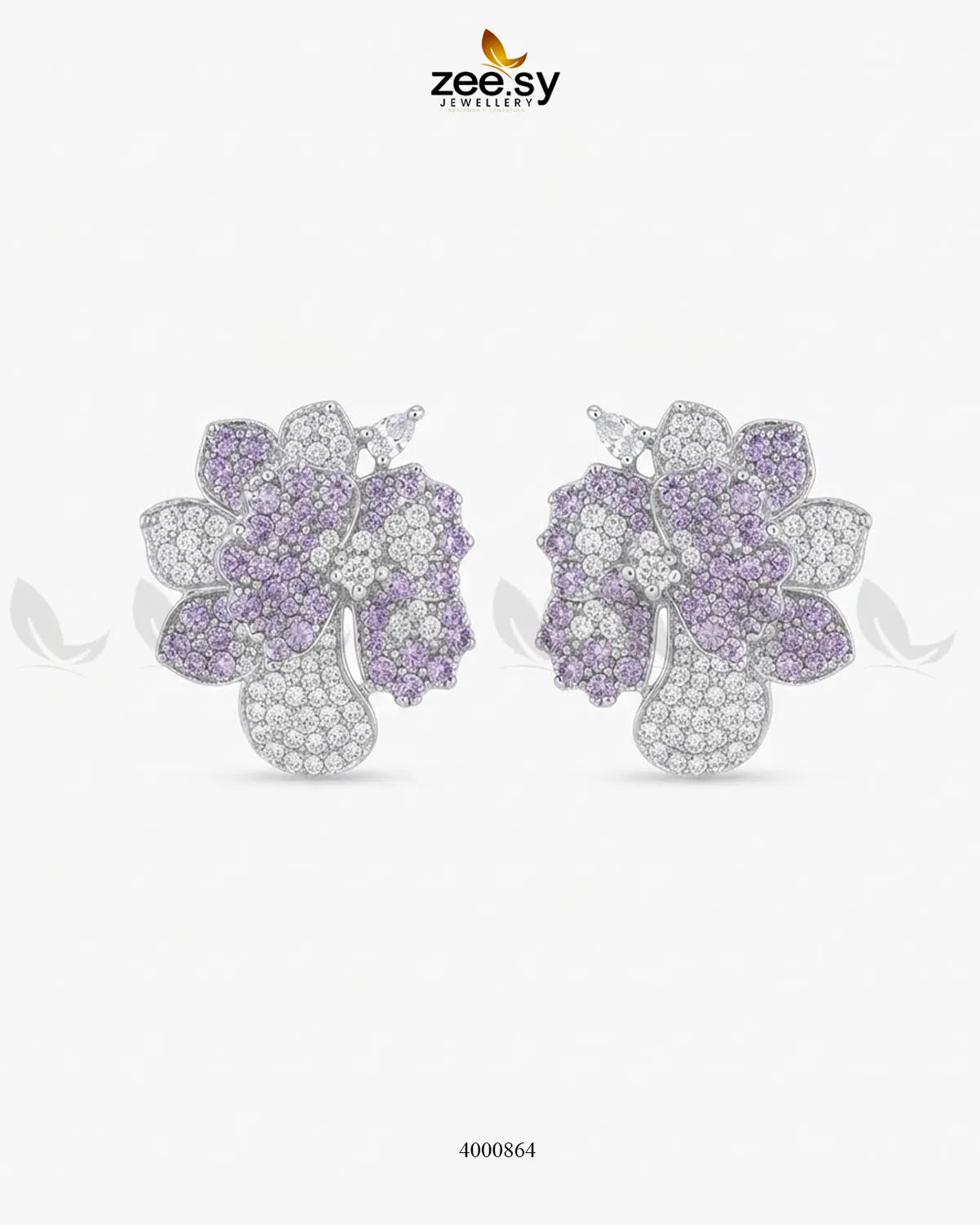 Sparkling AD Flower Earrings - Silver Earrings - Zeesy Jewellery Pakistan | Premium Artificial & Imitation Jewellery