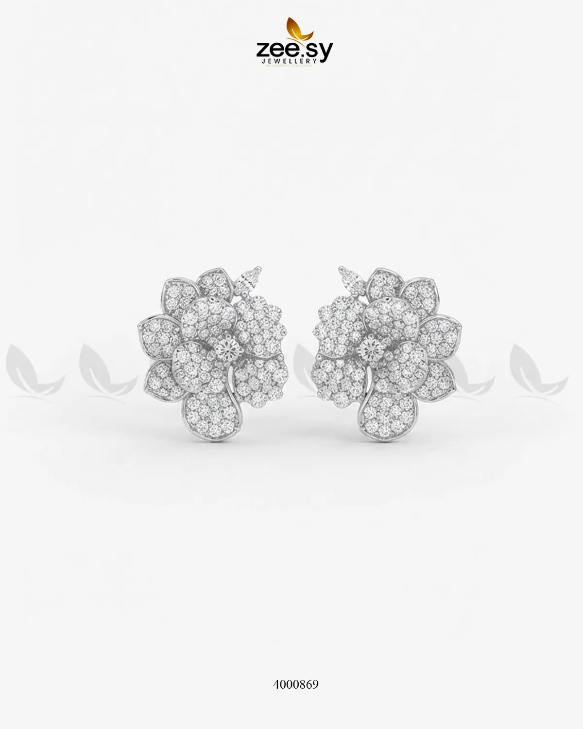 Sparkling AD Flower Earrings - Silver Earrings - Zeesy Jewellery Pakistan | Premium Artificial & Imitation Jewellery