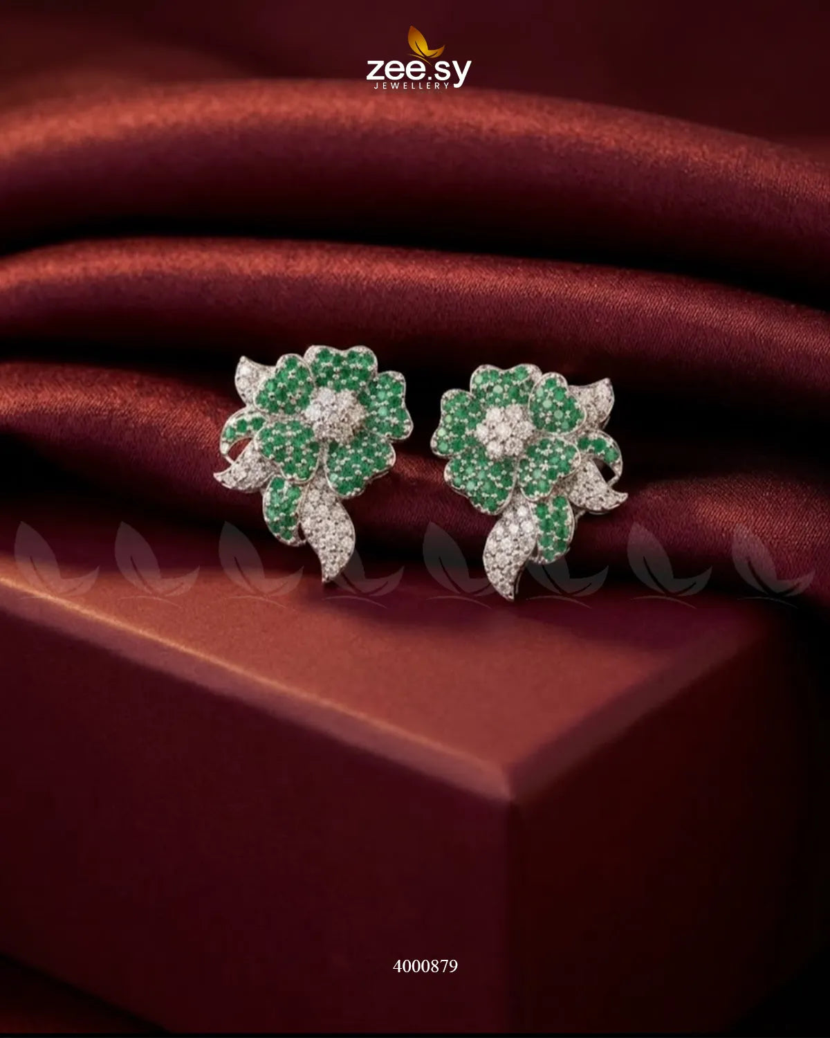 RHS09 sparkling American diamond silver earrings with elegant shimmering design