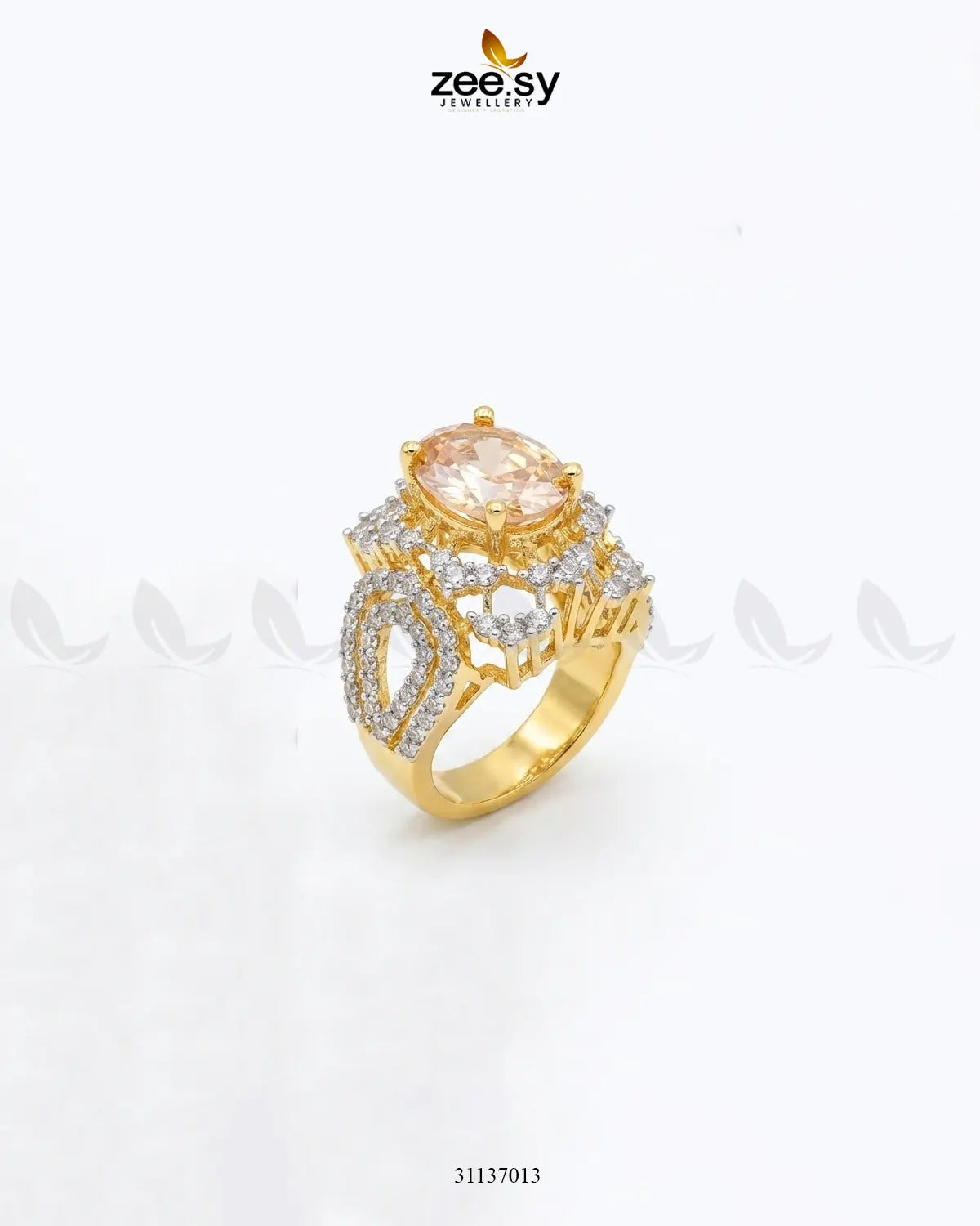 Sparkling Oval Stone Zircon Ring