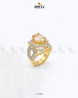 Sparkling Oval Stone Zircon Ring
