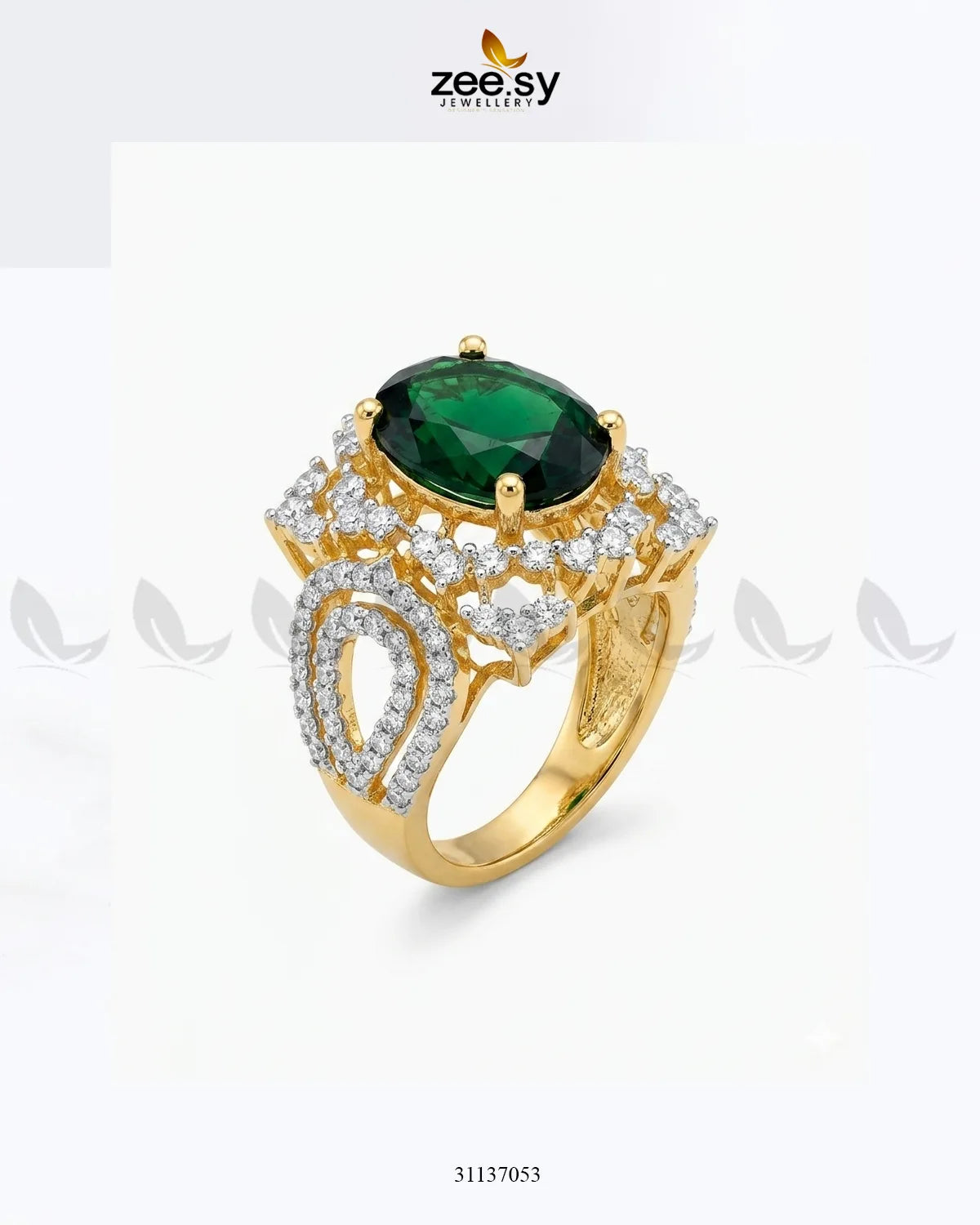 Sparkling Oval Stone Zircon Ring