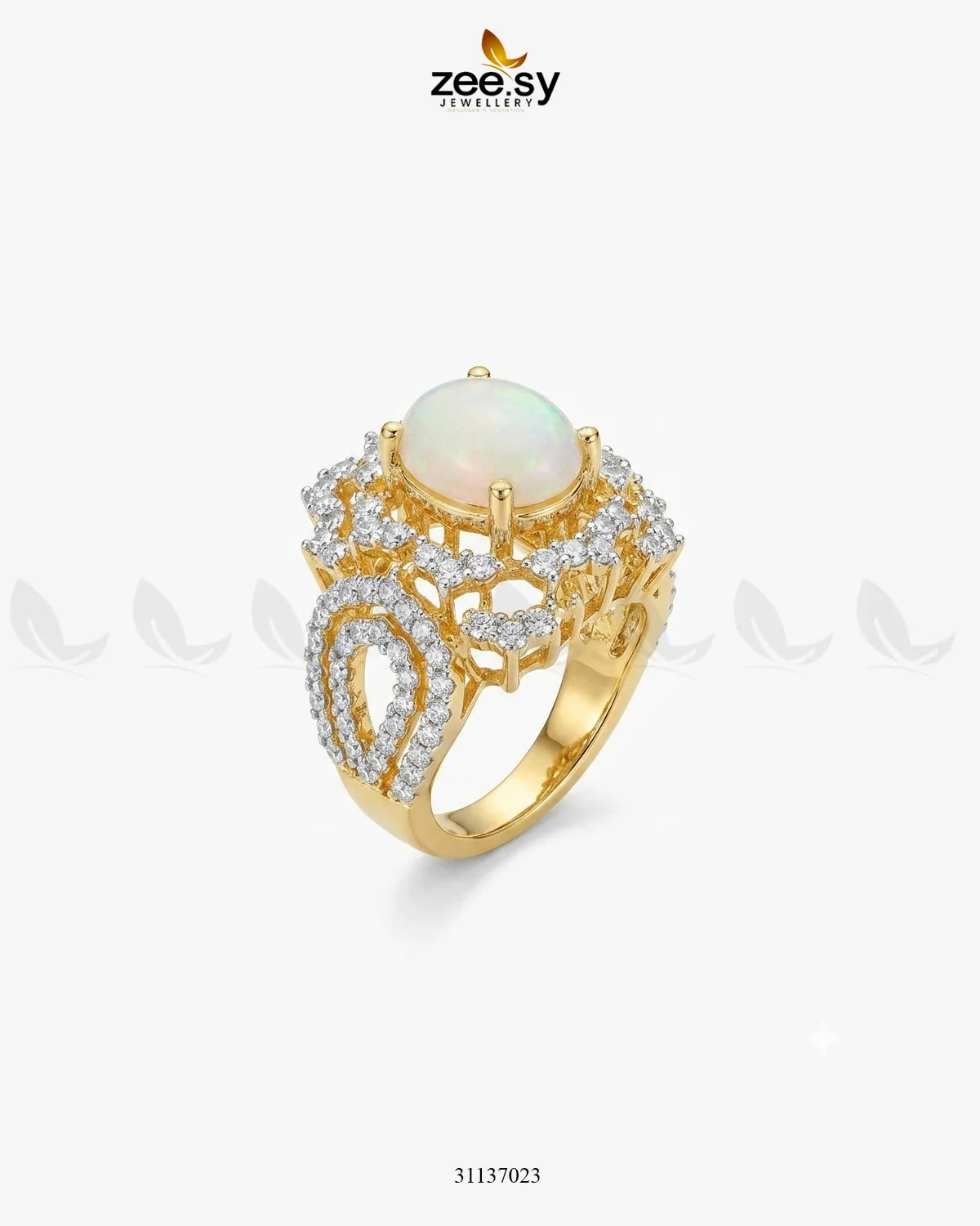 Sparkling Oval Stone Zircon Ring