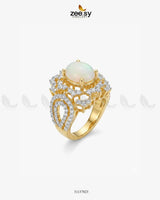 Sparkling Oval Stone Zircon Ring