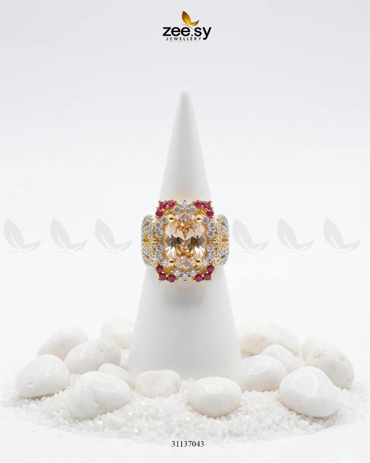 Sparkling Oval Stone Zircon Ring