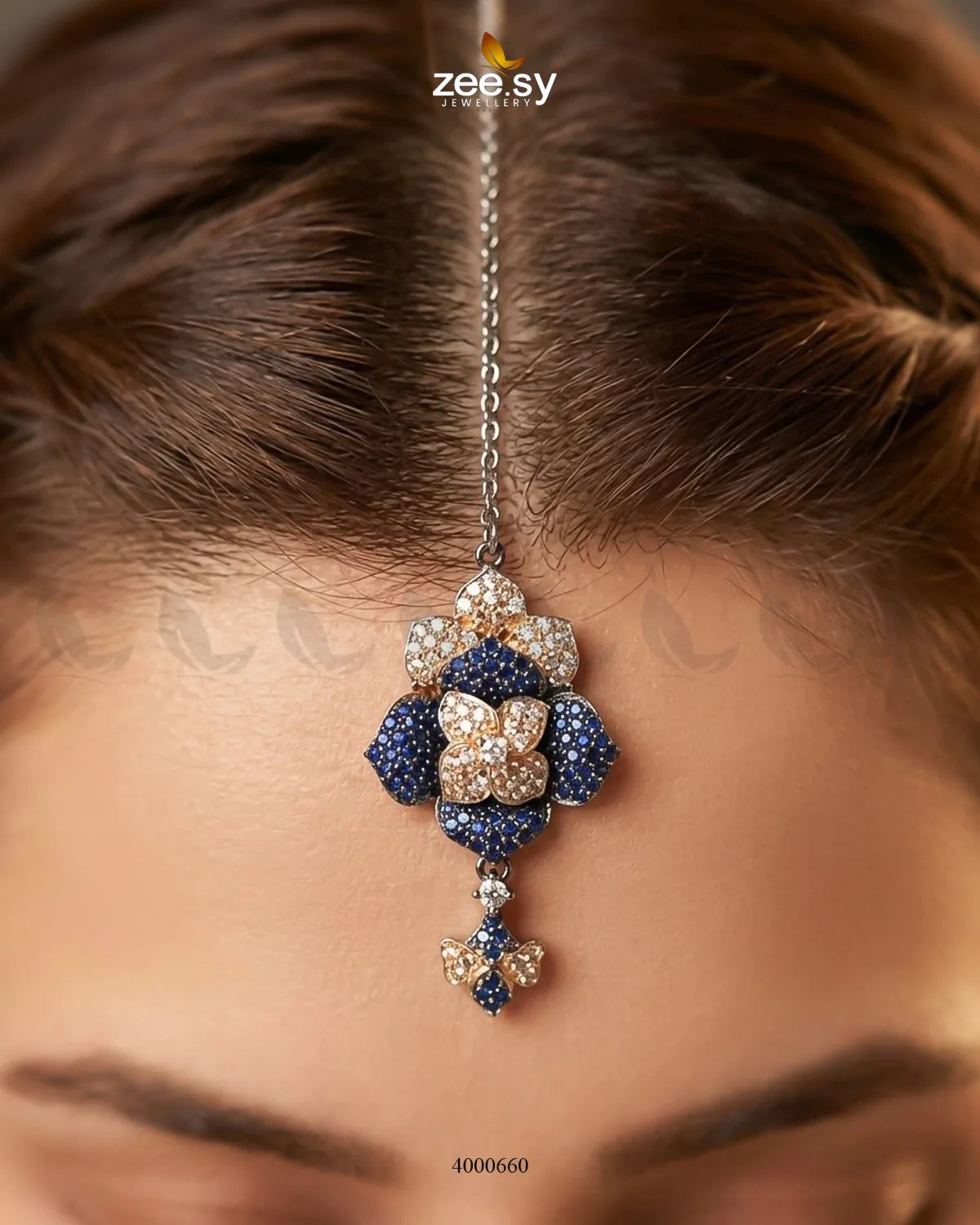 Black sparkling zirconia necklace set with rose and blue accents, showcasing elegant jewelry design from RHS09.