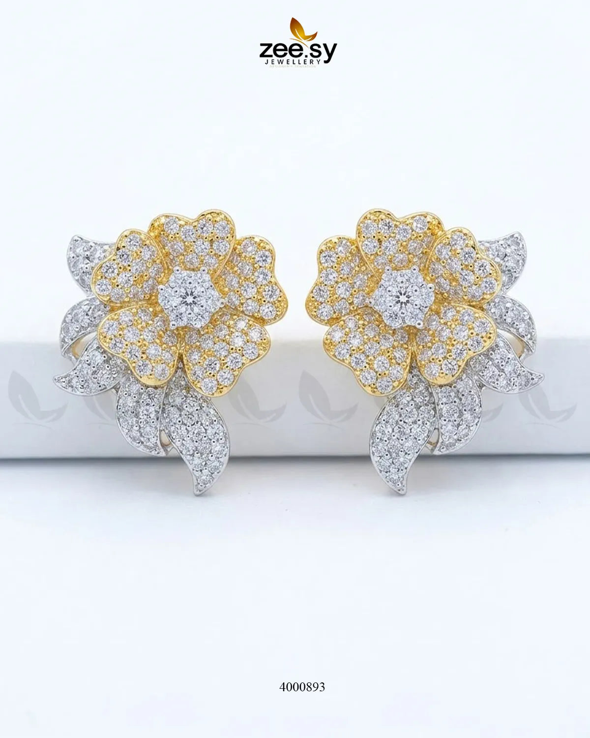 Sparkling American Diamond Earrings - Golden Earrings - Zeesy Jewellery Pakistan | Premium Artificial & Imitation Jewellery