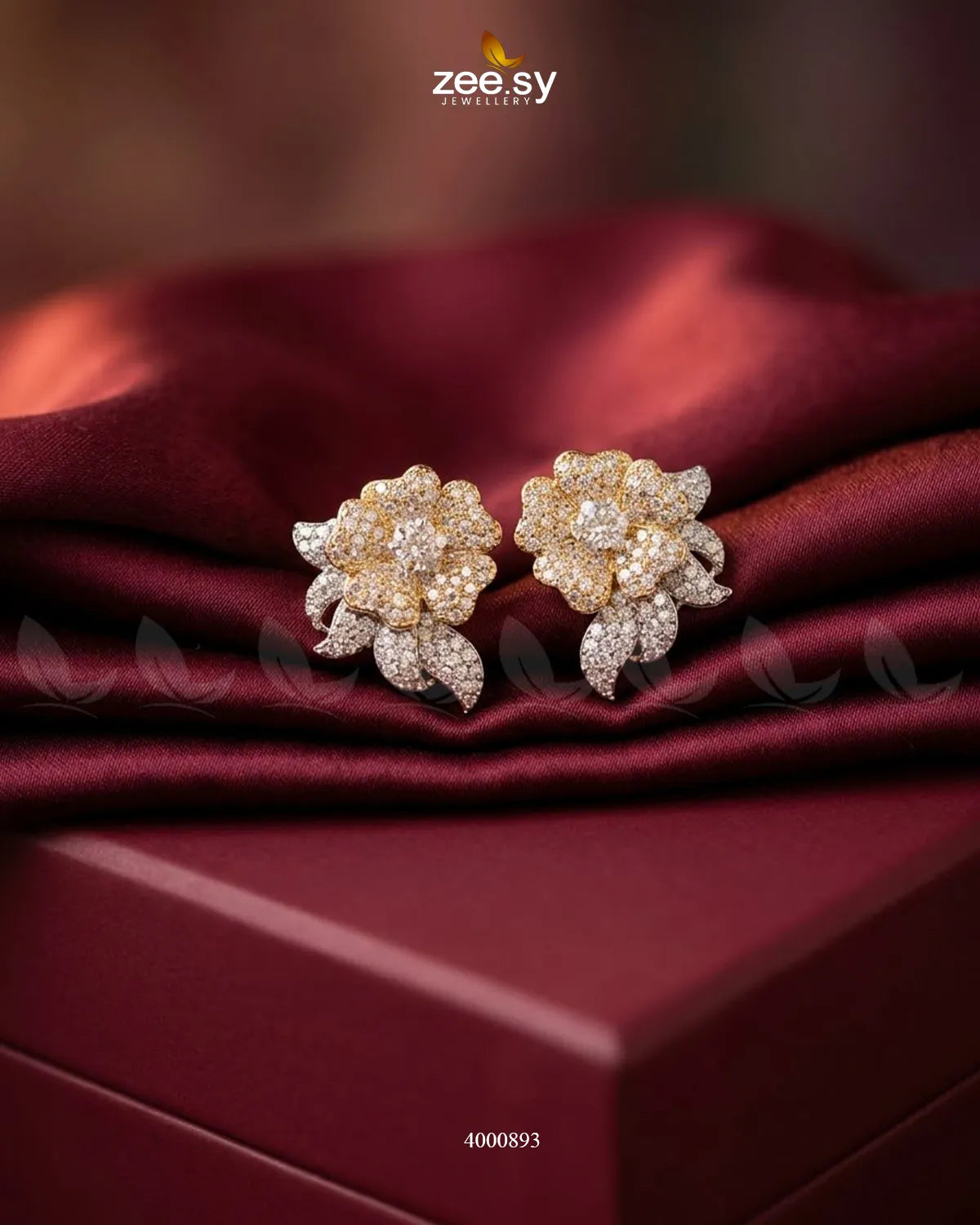 Sparkling American Diamond Earrings - Golden Earrings - Zeesy Jewellery Pakistan | Premium Artificial & Imitation Jewellery