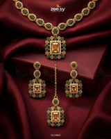 Square Bold Stone Necklace Set