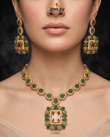 Square Bold Stone Necklace Set Necklace Sets - Zeesy Jewellery Pakistan | Premium Artificial & Imitation Jewellery