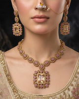 Square Bold Stone Necklace Set Necklace Sets - Zeesy Jewellery Pakistan | Premium Artificial & Imitation Jewellery