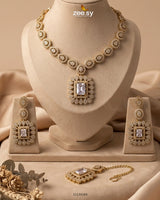 Square Bold Stone Necklace Set Necklace Sets - Zeesy Jewellery Pakistan | Premium Artificial & Imitation Jewellery