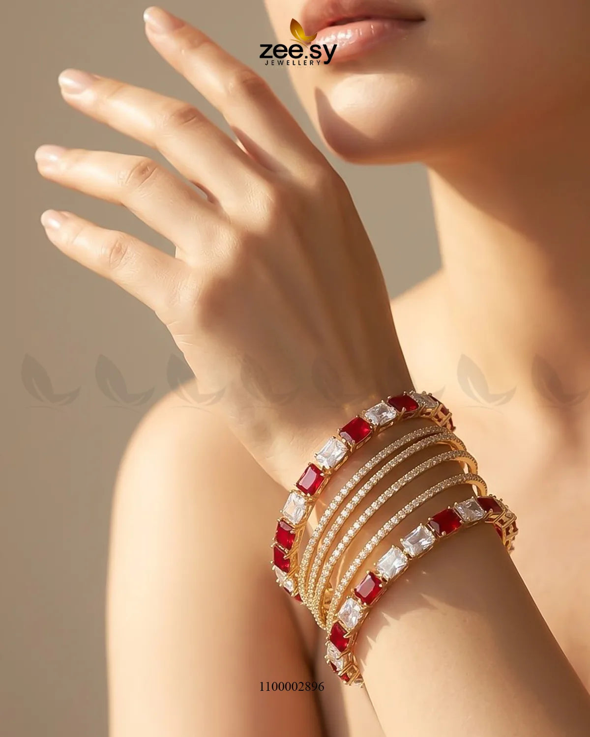 Square Gemstone Paved Bangles Bangles - Zeesy Jewellery Pakistan | Premium Artificial & Imitation Jewellery