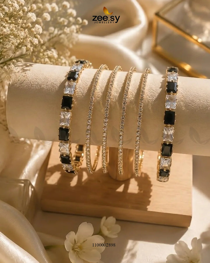Square Gemstone Paved Bangles Bangles - Zeesy Jewellery Pakistan | Premium Artificial & Imitation Jewellery