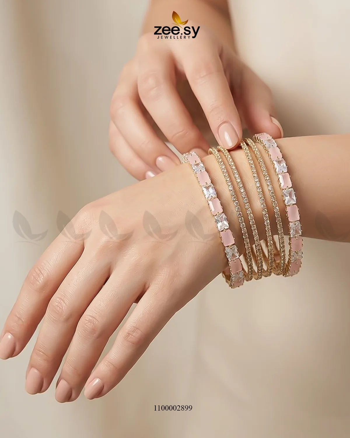Square Gemstone Paved Bangles Bangles - Zeesy Jewellery Pakistan | Premium Artificial & Imitation Jewellery