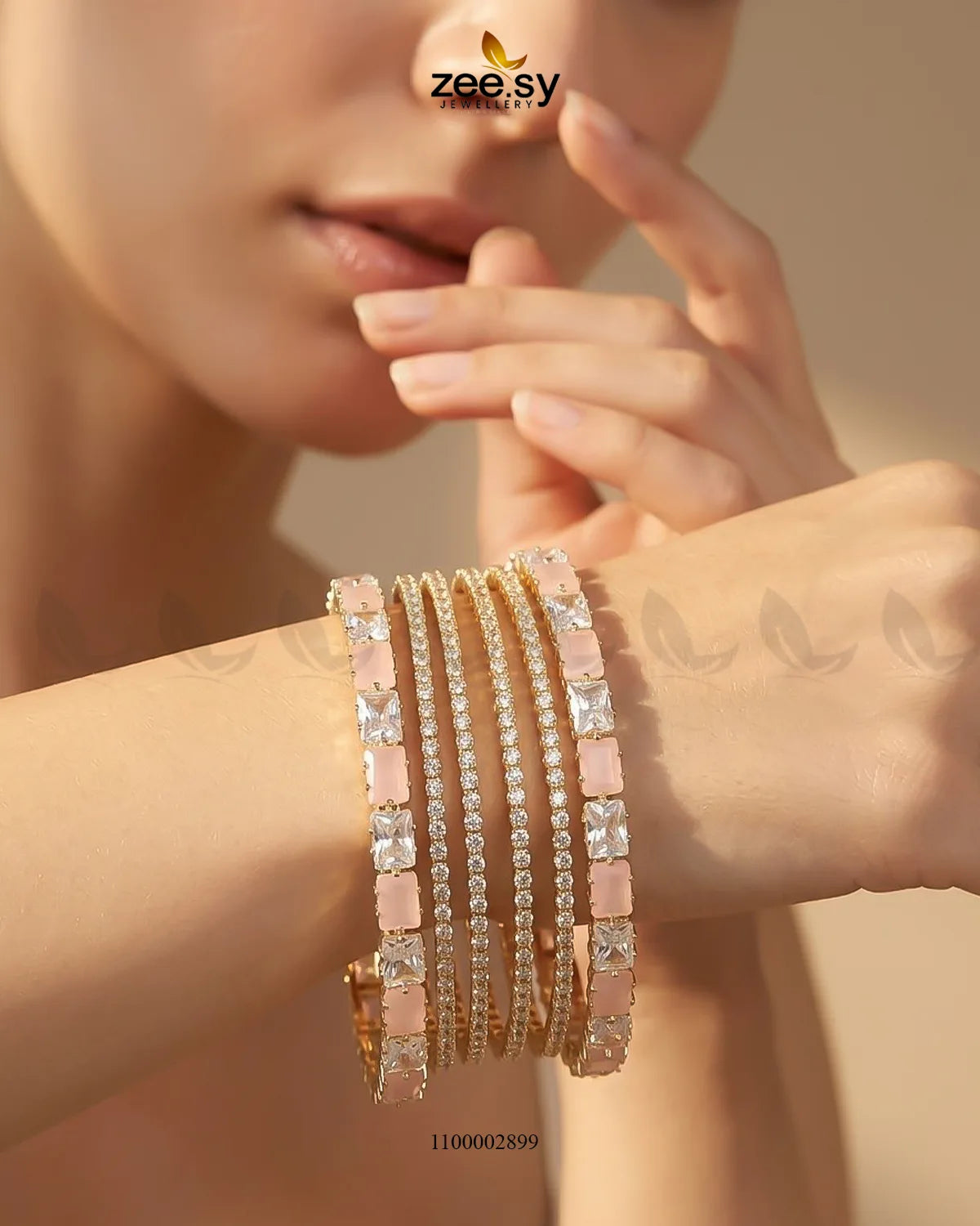 Square Gemstone Paved Bangles Bangles - Zeesy Jewellery Pakistan | Premium Artificial & Imitation Jewellery