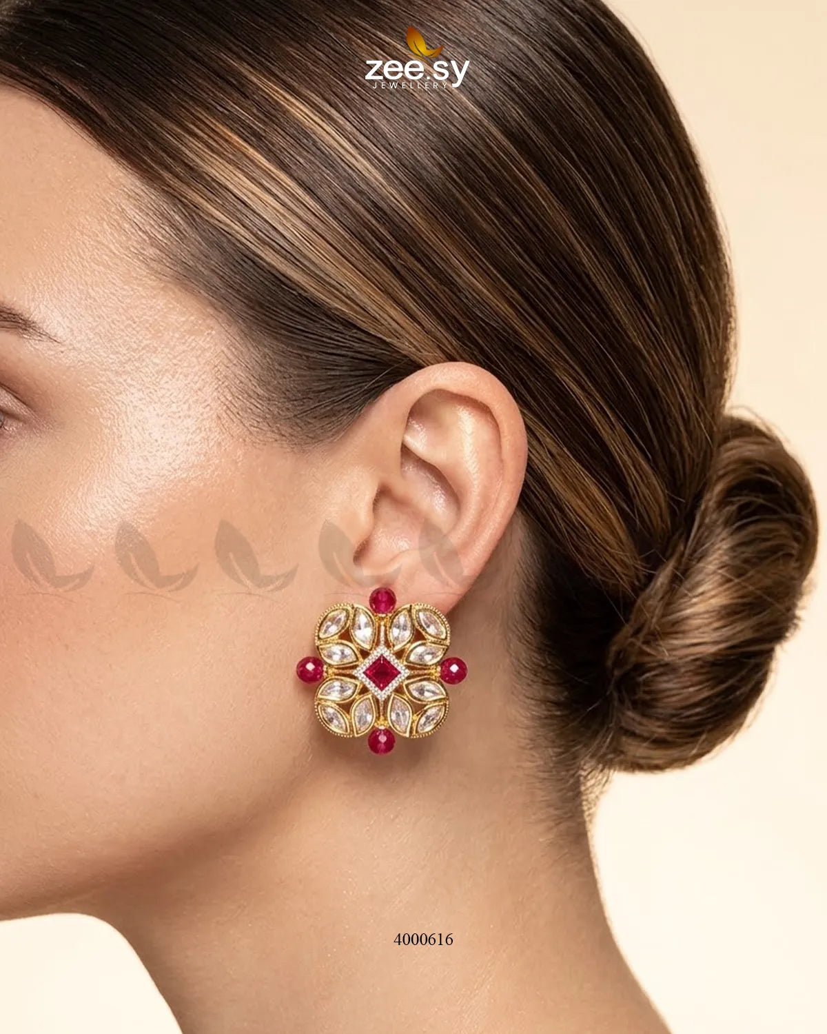Square Kundan Stud Earrings