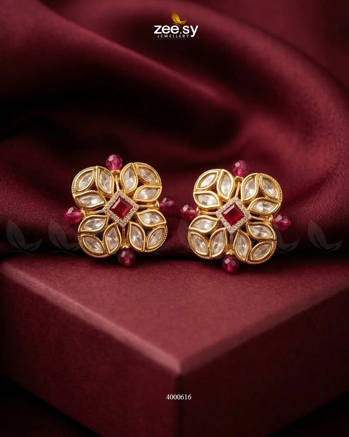 Square Kundan Stud Earrings