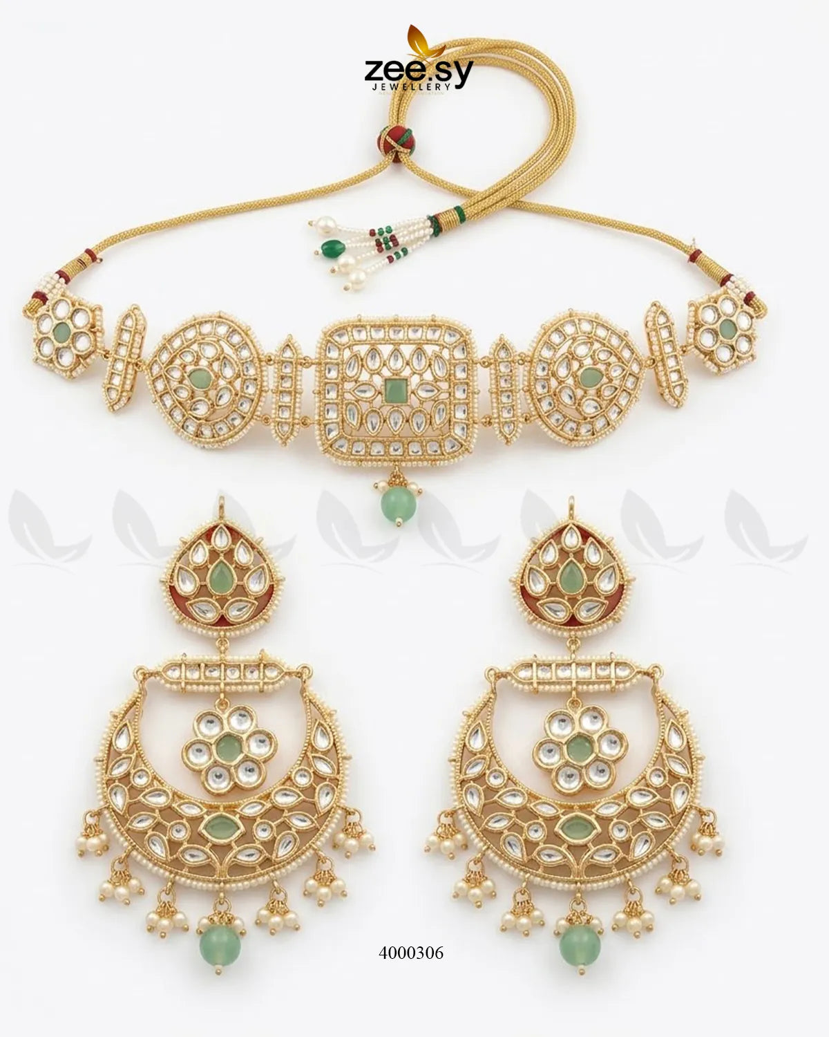 Square Medallion Kundan Choker Set