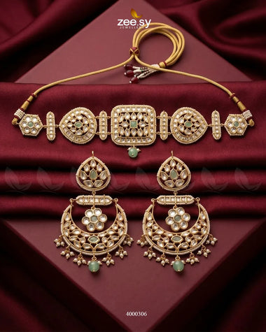 Square Medallion Kundan Choker Set