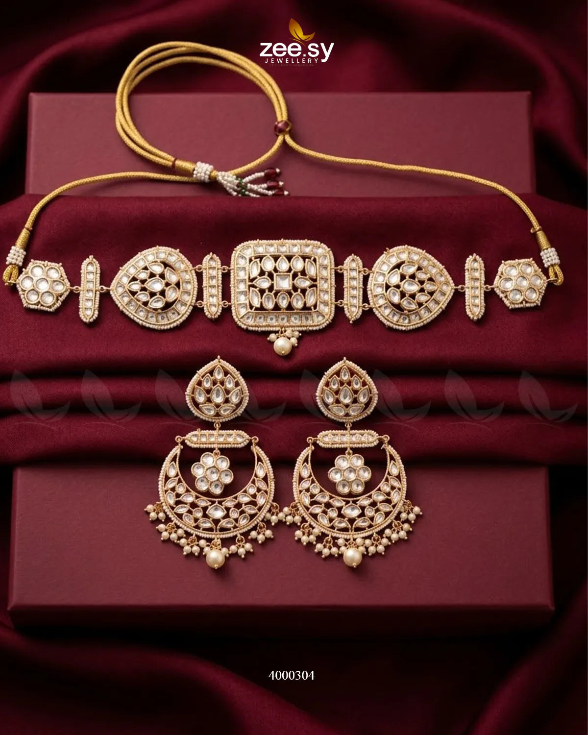 Square Medallion Kundan Choker Set