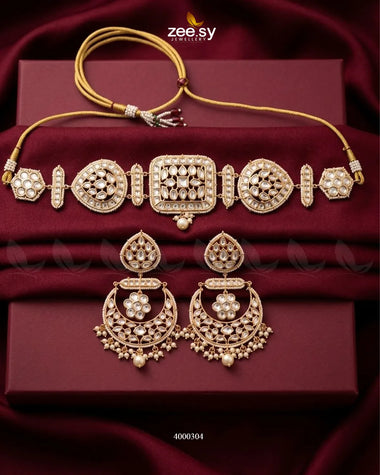 Square Medallion Kundan Choker Set