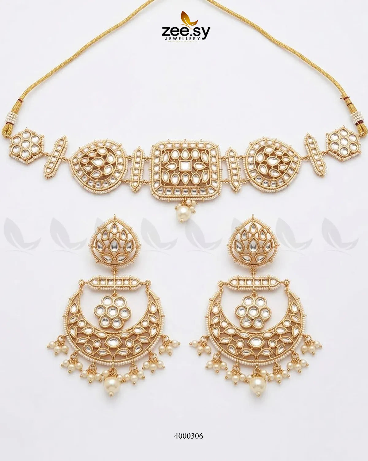 Square Medallion Kundan Choker Set