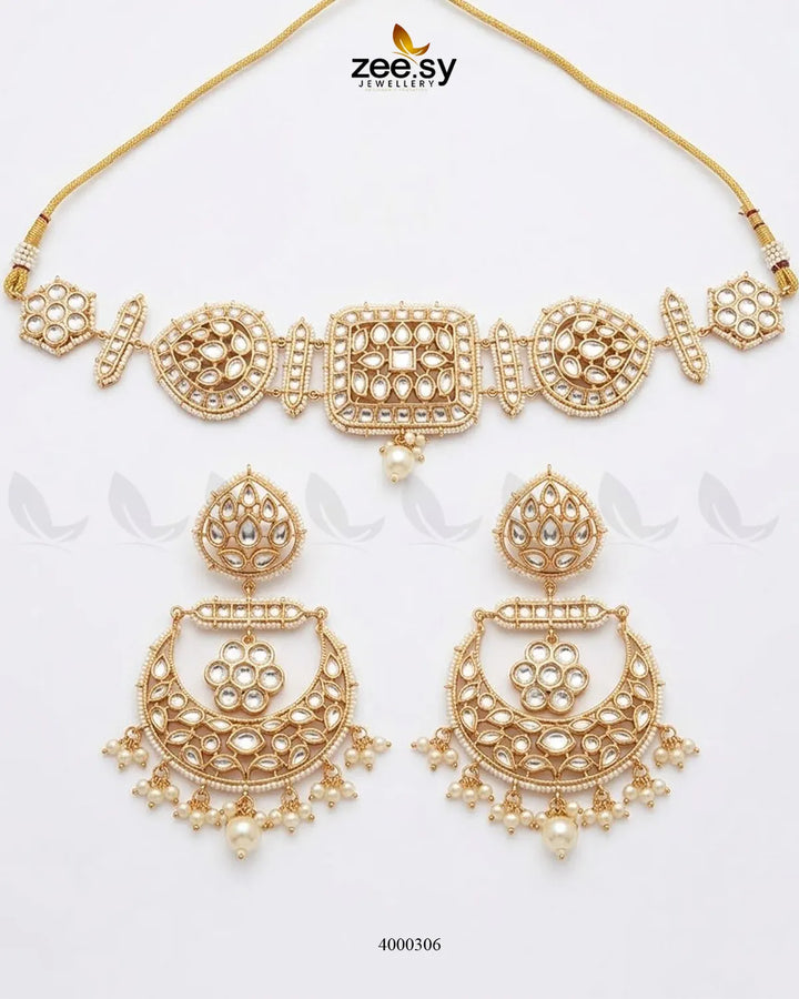 Square Medallion Kundan Choker Set