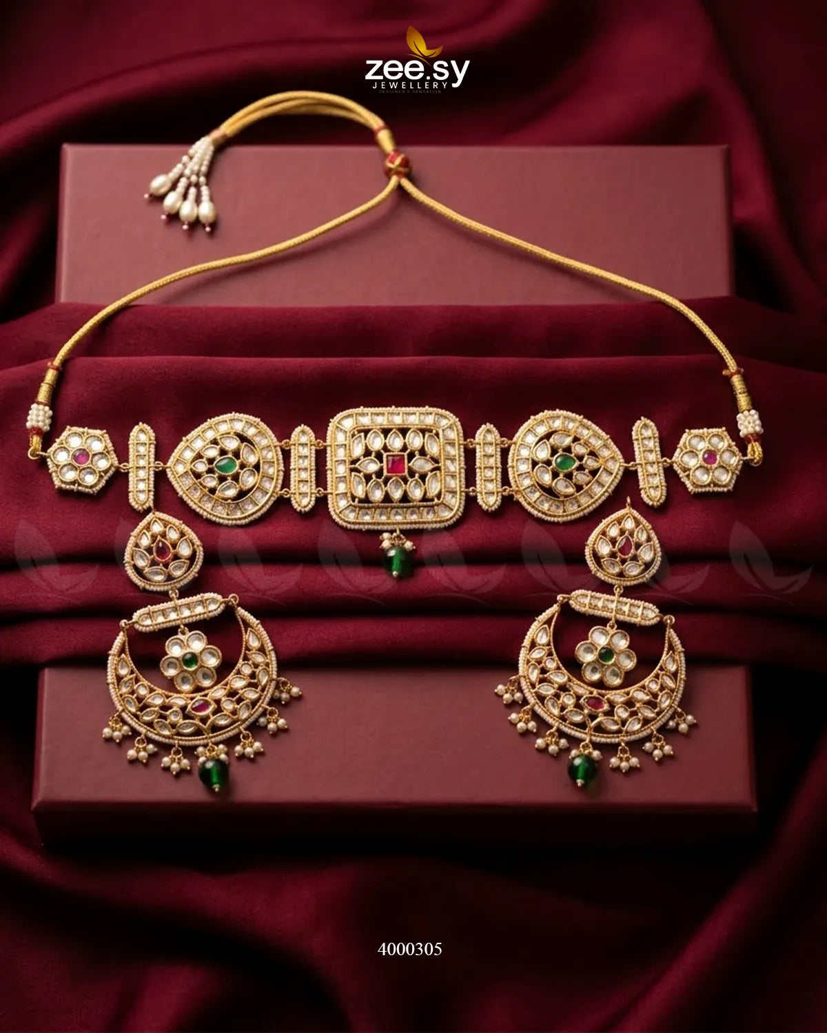 Square Medallion Kundan Choker Set