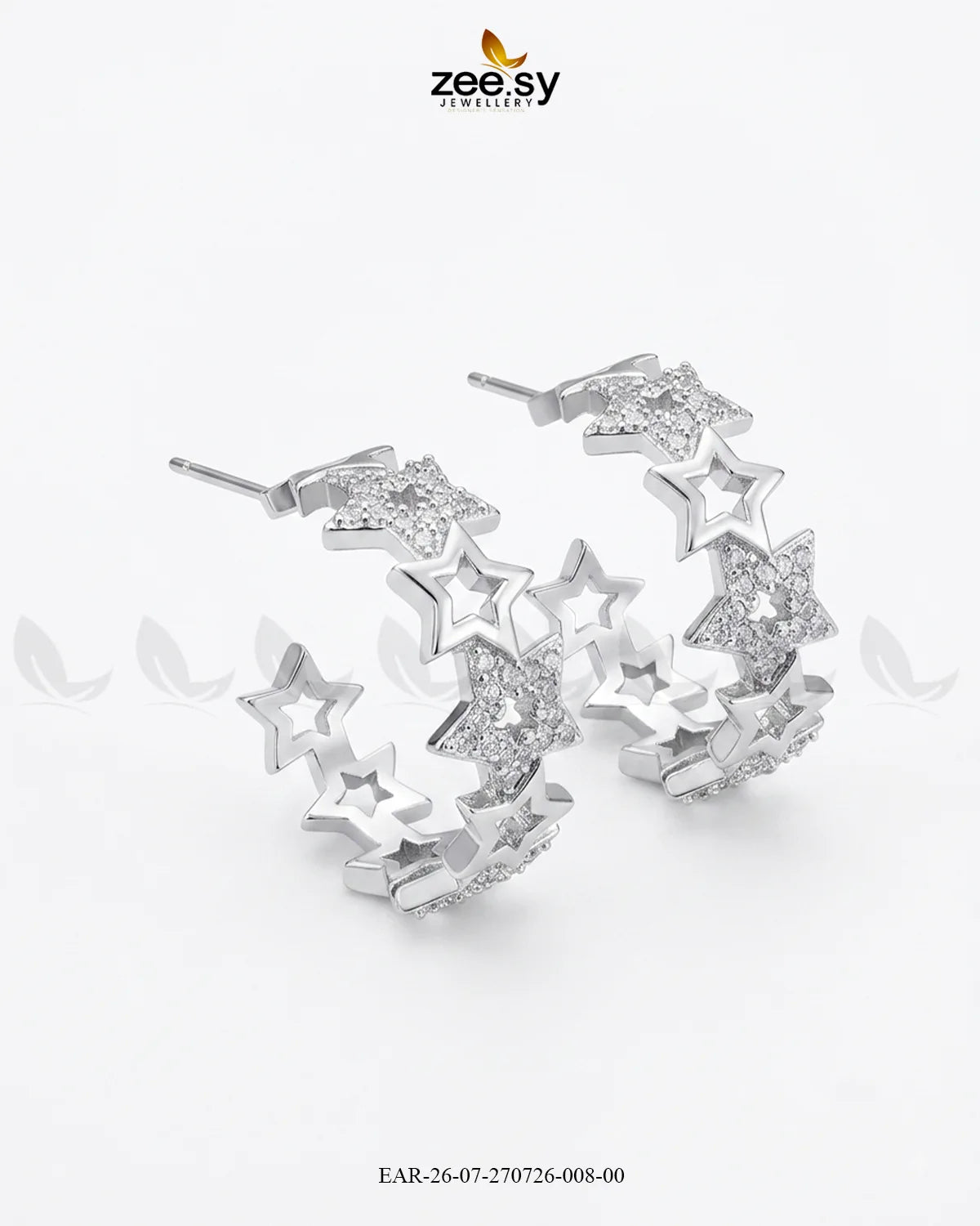 Stacked Star Zirconia Hoop Earrings Finger Ring - Zeesy Jewellery Pakistan | Premium Artificial & Imitation Jewellery