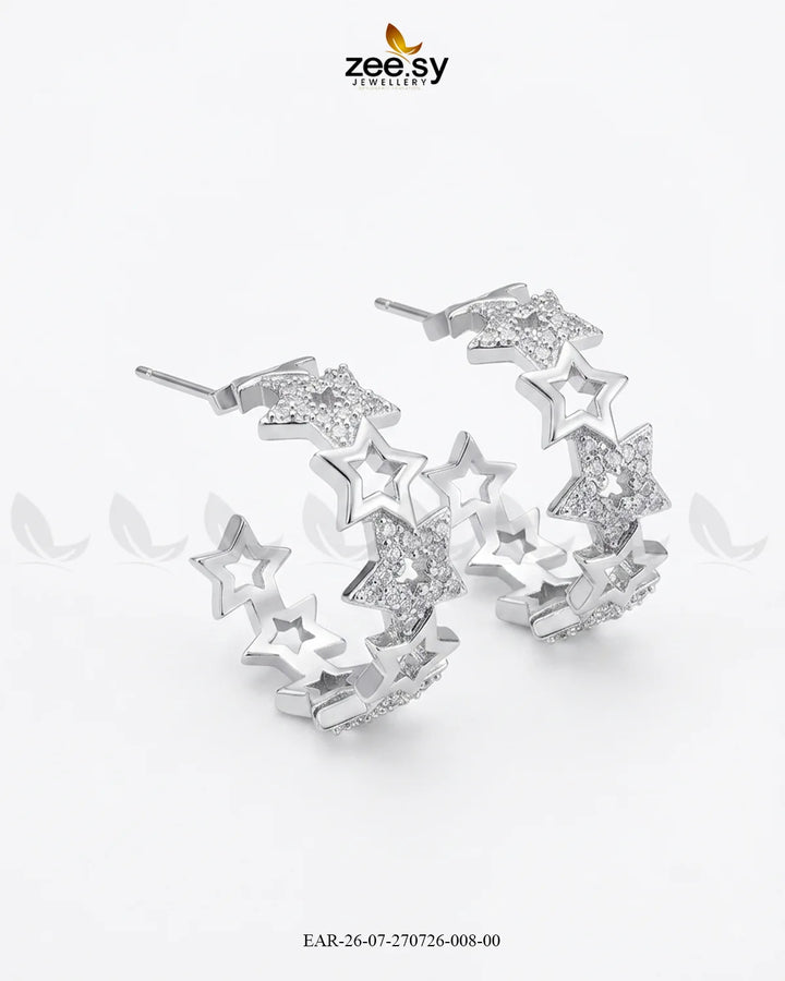 Stacked Star Zirconia Hoop Earrings Finger Ring - Zeesy Jewellery Pakistan | Premium Artificial & Imitation Jewellery