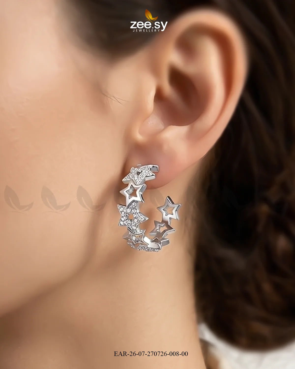 Stacked Star Zirconia Hoop Earrings Finger Ring - Zeesy Jewellery Pakistan | Premium Artificial & Imitation Jewellery