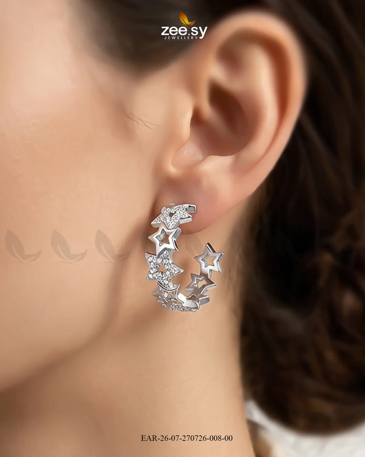 Stacked Star Zirconia Hoop Earrings Finger Ring - Zeesy Jewellery Pakistan | Premium Artificial & Imitation Jewellery