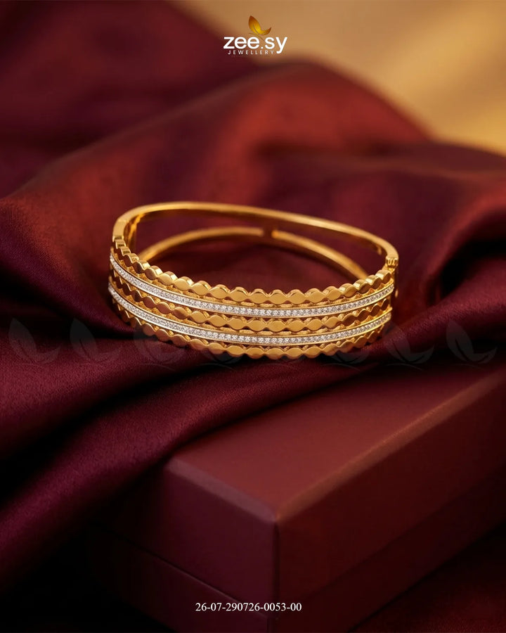 Stacked Textured Zirconia Cuff Bracelet