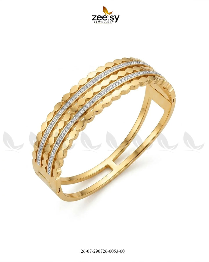 Stacked Textured Zirconia Cuff Bracelet