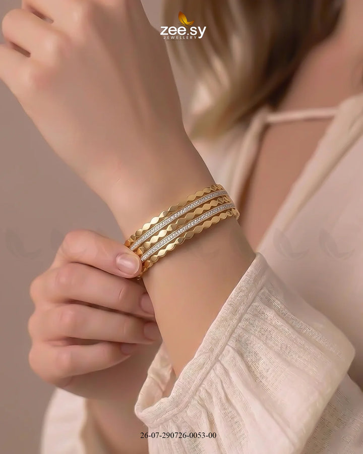 Stacked Textured Zirconia Cuff Bracelet