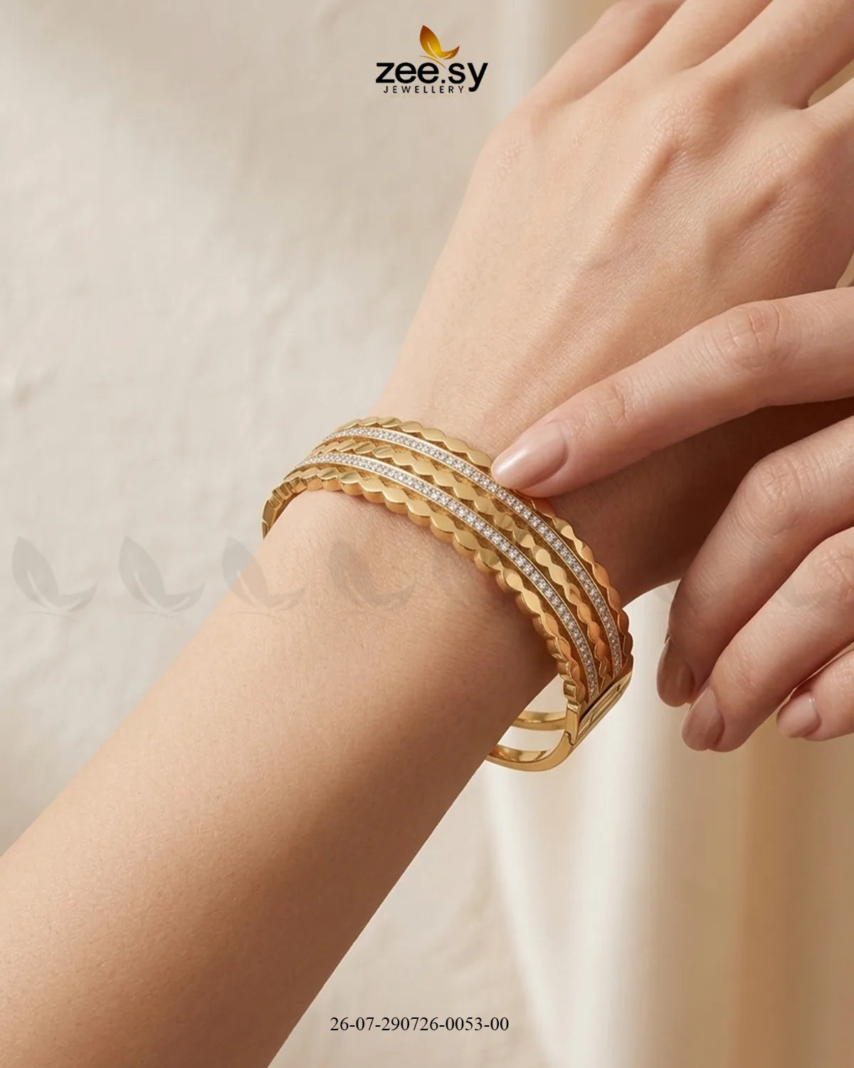 Stacked Textured Zirconia Cuff Bracelet