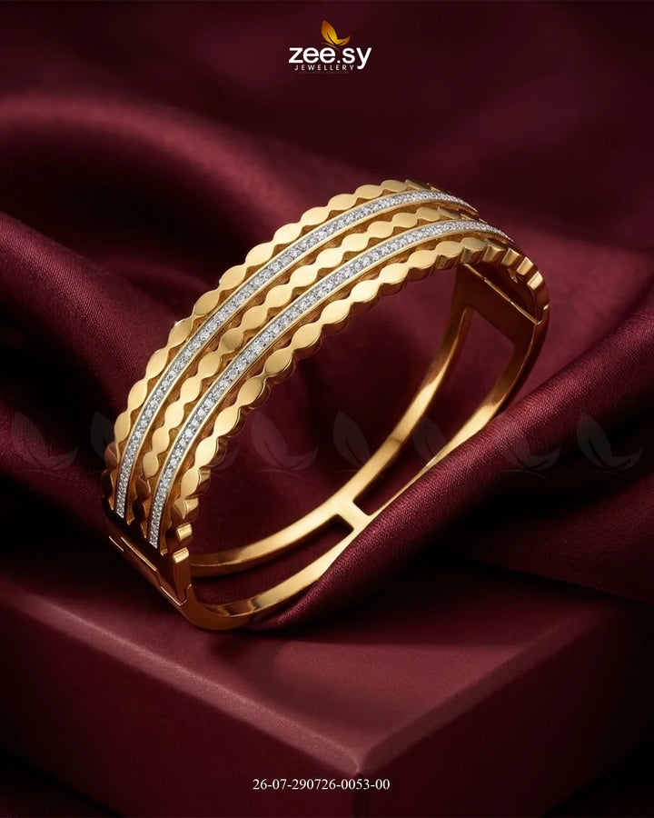 Stacked Textured Zirconia Cuff Bracelet