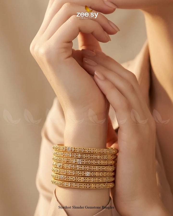 Stardust Slender Gemstone Bangles BANGLES - Zeesy Jewellery Pakistan | Premium Artificial & Imitation Jewellery