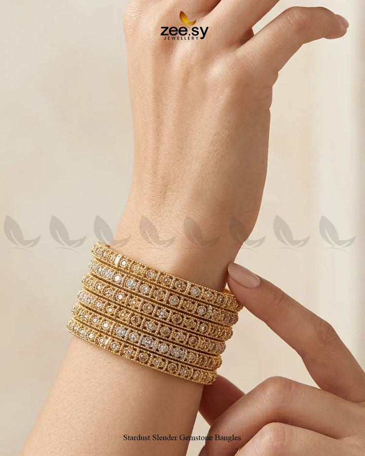 Stardust Slender Gemstone Bangles BANGLES - Zeesy Jewellery Pakistan | Premium Artificial & Imitation Jewellery