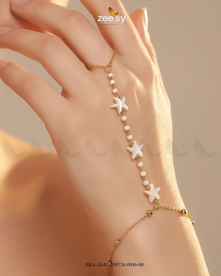 Starfish Beaded Station Finger Bracelet