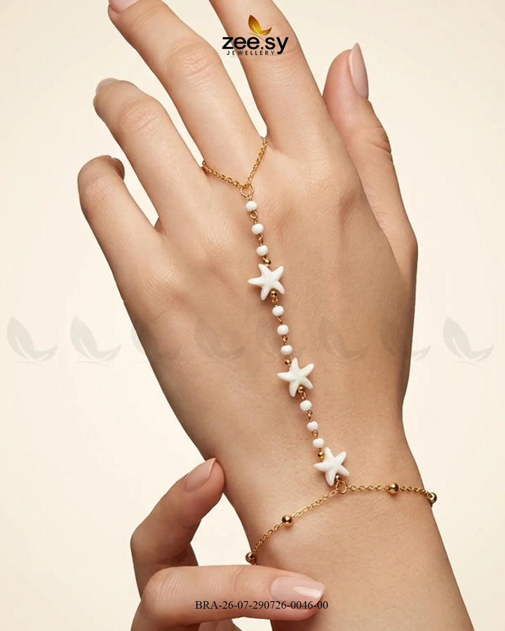 Starfish Beaded Station Finger Bracelet