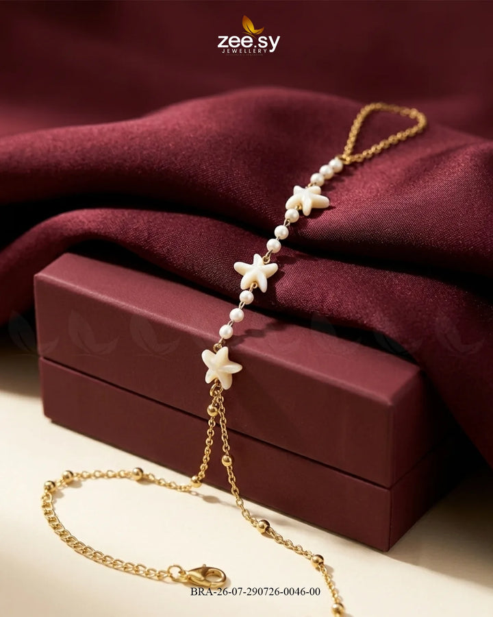 Starfish Beaded Station Finger Bracelet