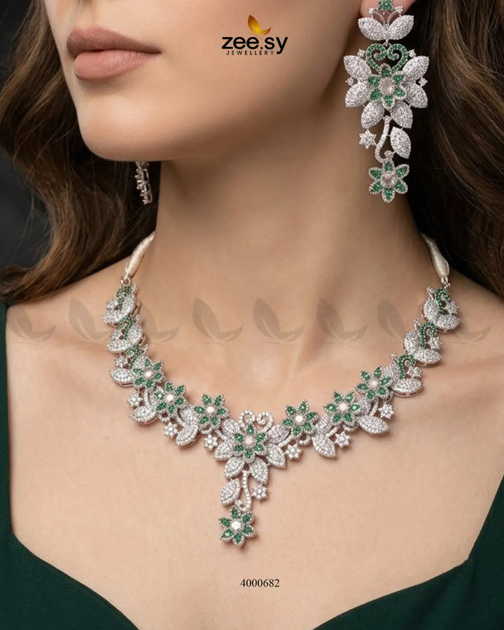Starlight Floral Pave Necklace Set